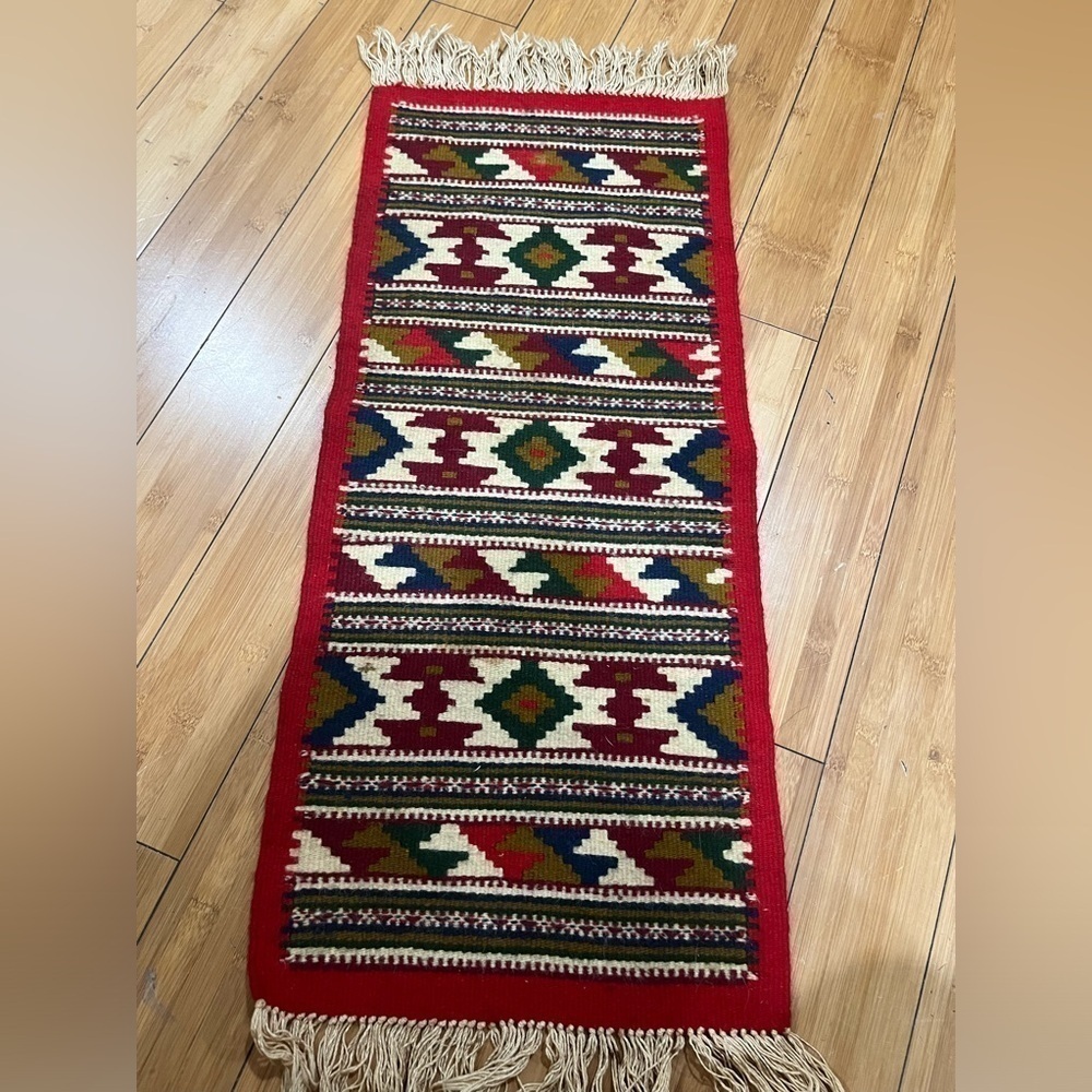 NWOT Wool KELIM petite rug hand made vintage never used displayed only
